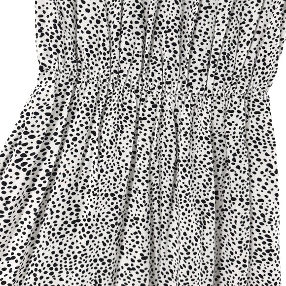 Black and White Dalmatian Print Tiered Ruffled Viscose Sundress Dress - Picture 4 of 9